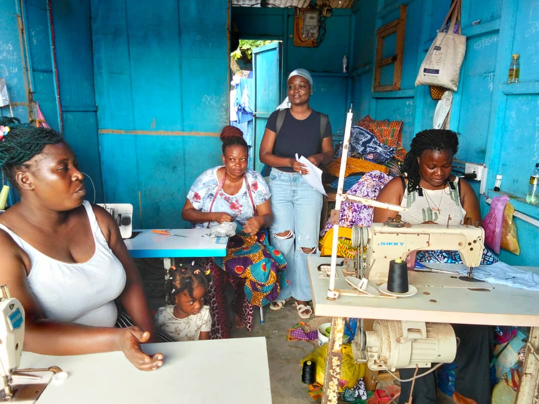 Woman working at sewing machine